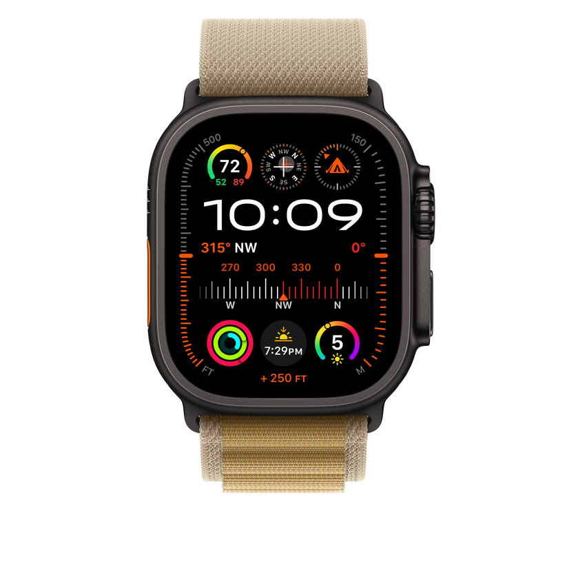 Curea Apple pentru Apple Watch 49mm Tan Alpine Loop, Medium, Black Titanium Finish - iSTYLE RO