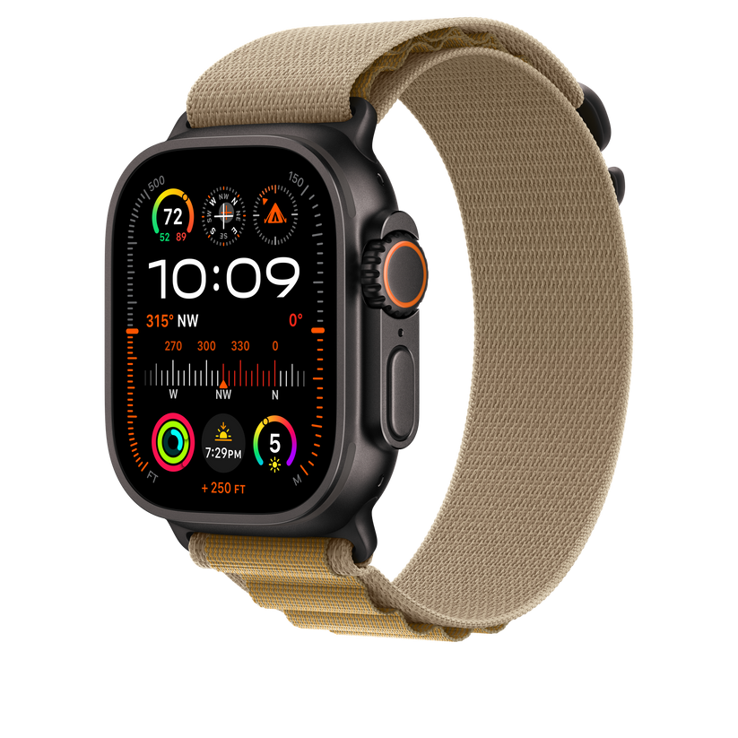 Curea Apple pentru Apple Watch 49mm Tan Alpine Loop, Small, Black Titanium Finish - iSTYLE RO