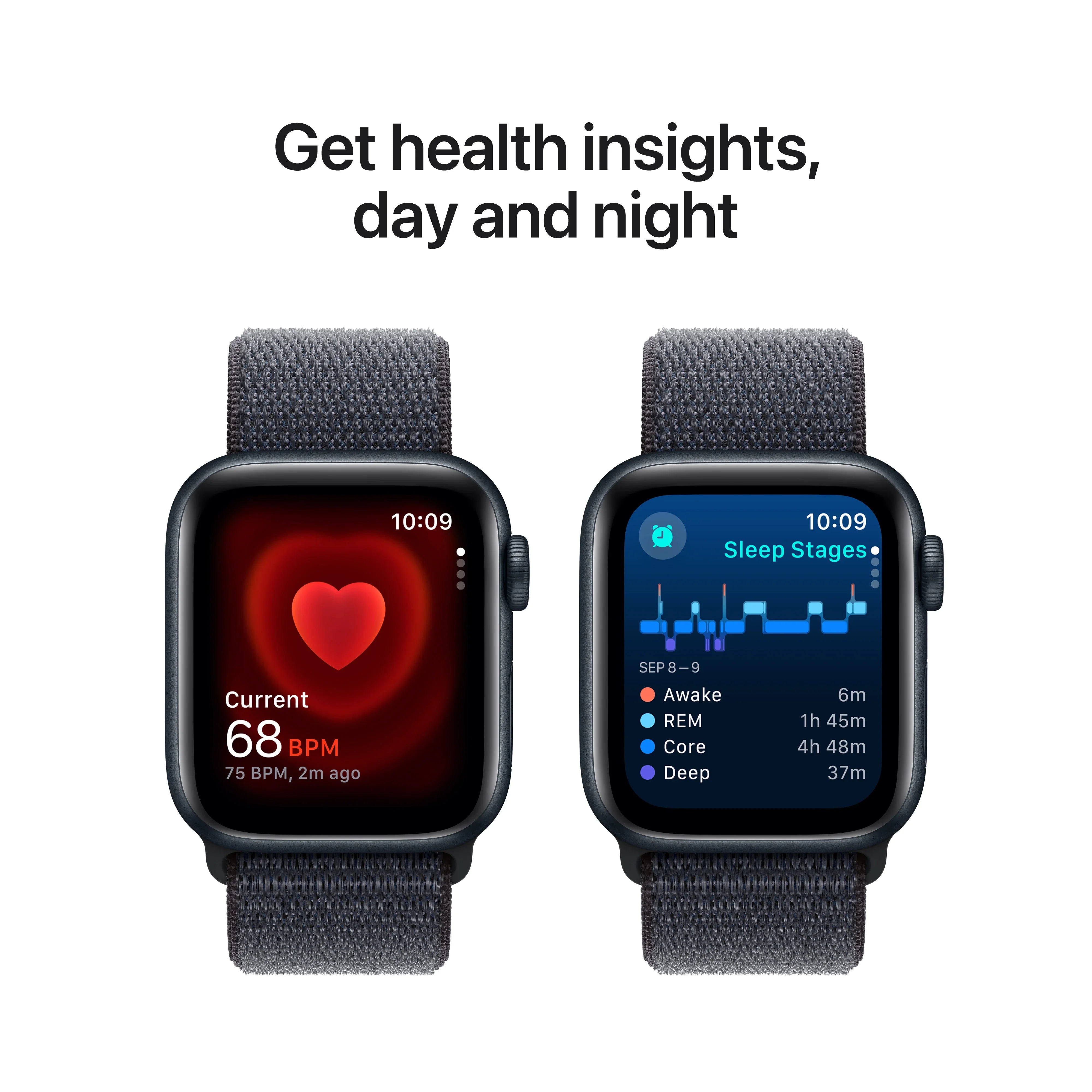 Apple Watch SE GPS, 40mm Midnight Aluminium Case, Ink Sport Loop