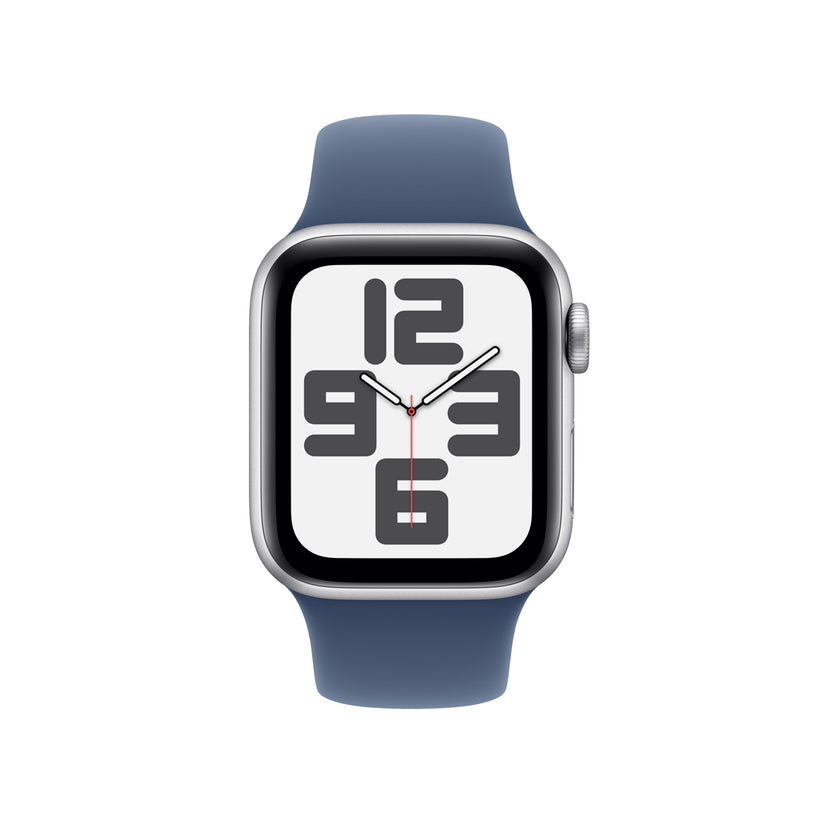 Apple Watch SE GPS, 40mm Silver Aluminium Case, Denim Sport Band - S/M - iSTYLE RO