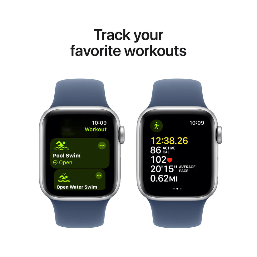 Apple Watch SE GPS + Cellular, 40mm Silver Aluminium Case, Denim Sport Band - S/M - iSTYLE RO