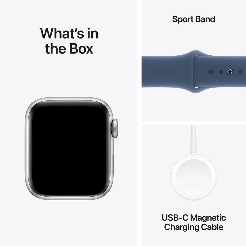 Apple Watch SE GPS + Cellular, 40mm Silver Aluminium Case, Denim Sport Band - S/M - iSTYLE RO