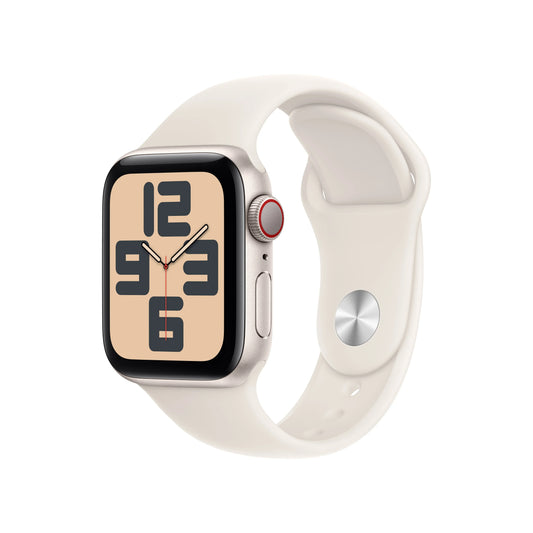Apple Watch SE GPS + Cellular, 40mm Starlight Aluminium Case, Starlight Sport Band - S/M - iSTYLE RO