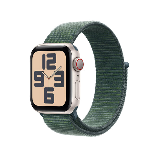 Apple Watch SE GPS + Cellular, 40mm Starlight Aluminium Case, Lake Green Sport Loop - iSTYLE RO