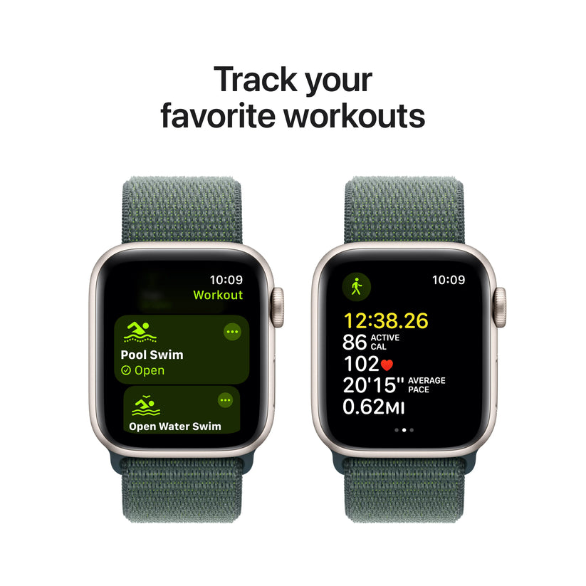 Apple Watch SE GPS + Cellular, 40mm Starlight Aluminium Case, Lake Green Sport Loop - iSTYLE RO