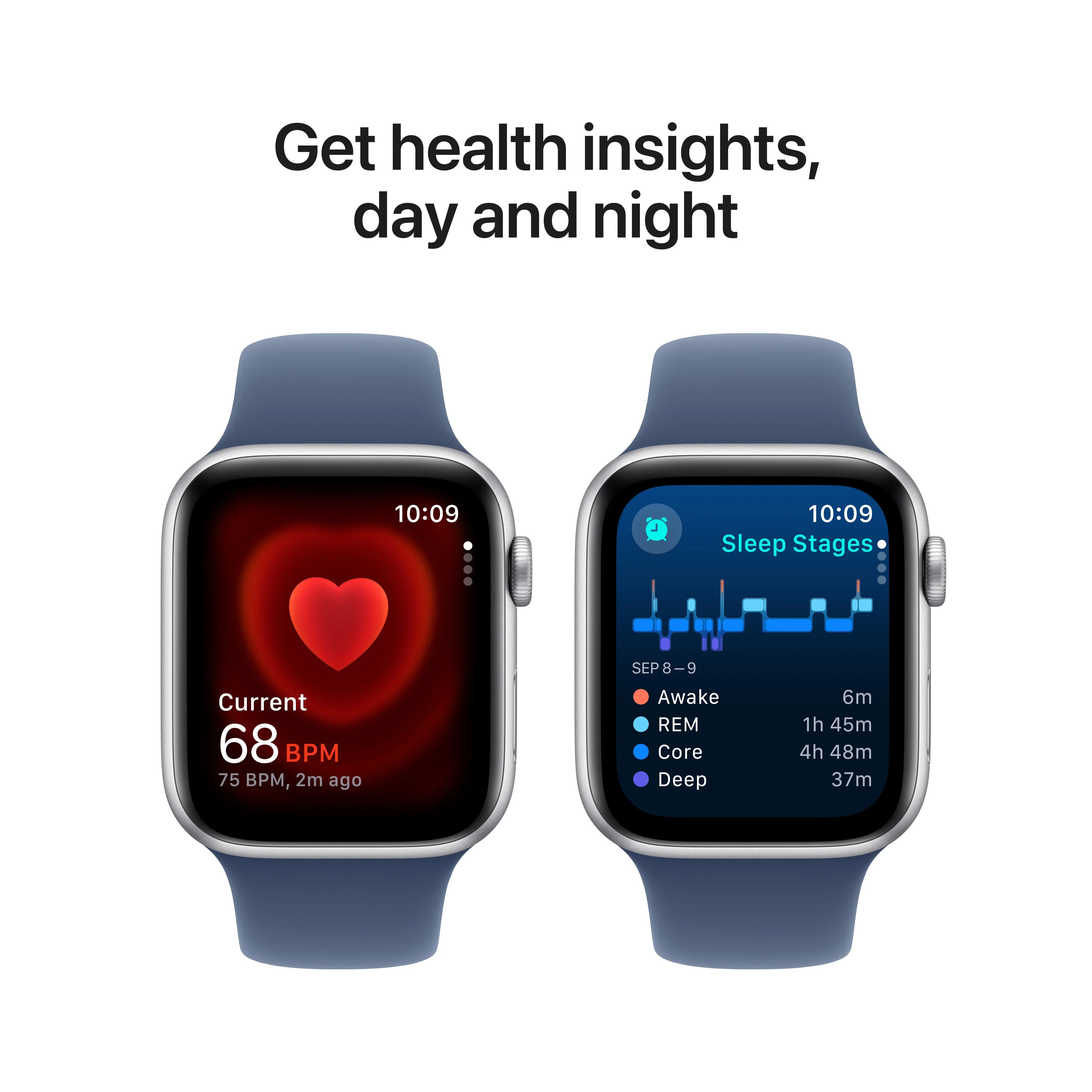 Apple Watch SE GPS + Cellular, 44mm Silver Aluminium Case, Denim