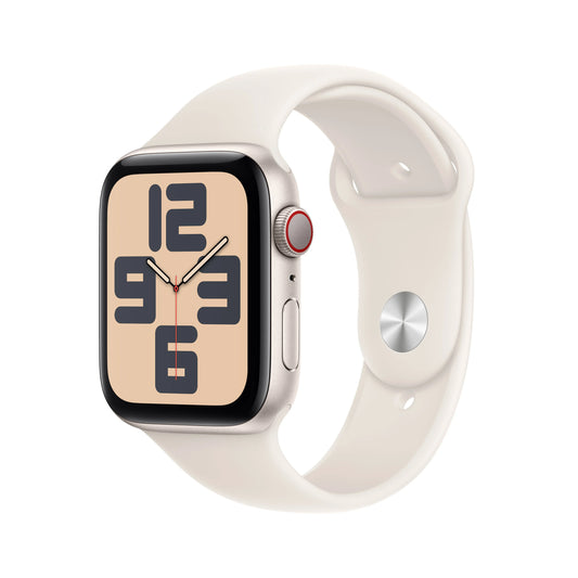 Apple Watch SE GPS + Cellular, 44mm Starlight Aluminium Case, Starlight Sport Band - S/M - iSTYLE RO