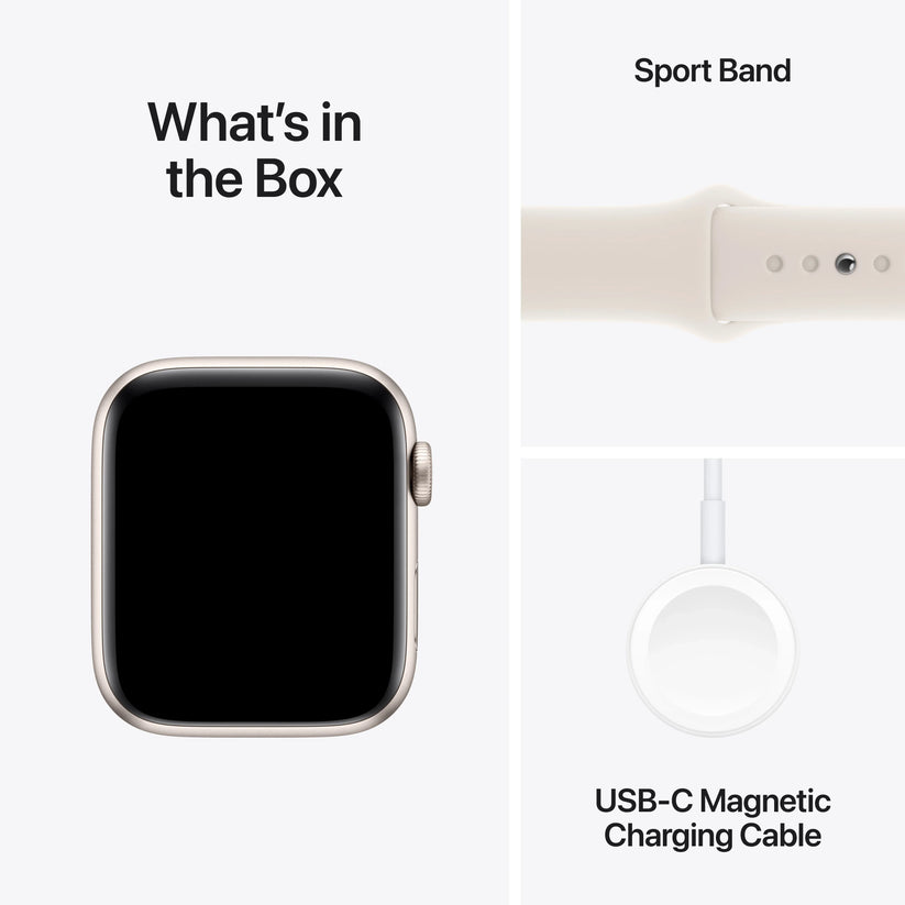 Apple Watch SE GPS + Cellular, 44mm Starlight Aluminium Case, Starlight Sport Band - S/M - iSTYLE RO
