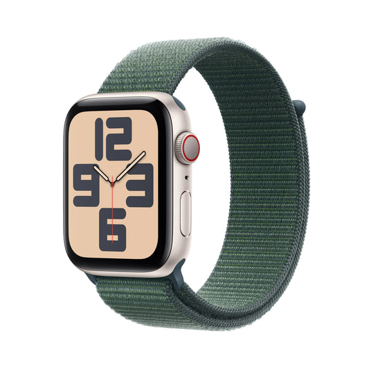 Apple Watch SE GPS + Cellular, 44mm Starlight Aluminium Case, Lake Green Sport Loop - iSTYLE RO