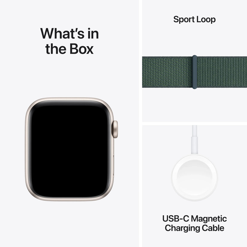 Apple Watch SE GPS + Cellular, 44mm Starlight Aluminium Case, Lake Green Sport Loop - iSTYLE RO