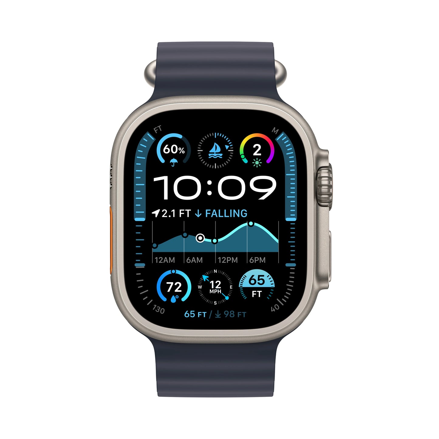 Apple Watch Ultra 2 GPS + Cellular 49mm Natural Titanium Case with Navy Ocean Band - iSTYLE RO