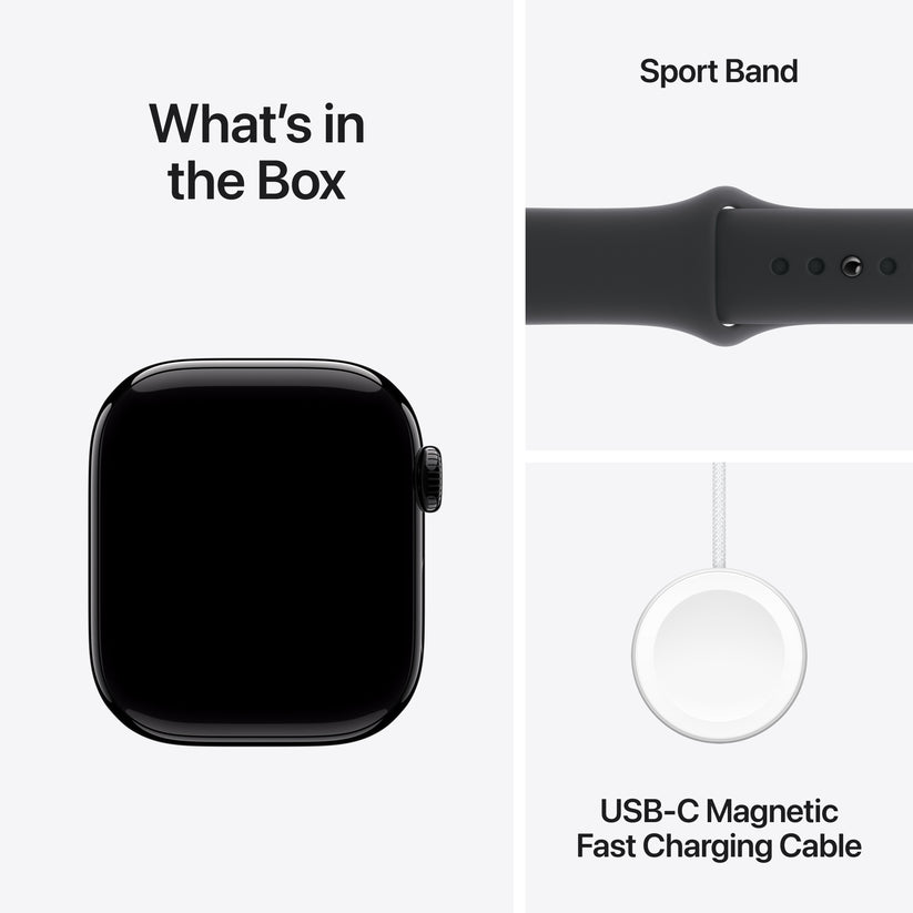 Apple Watch Series 10 GPS, 42mm Jet Black Aluminium Case, Black Sport Band - S/M - iSTYLE RO