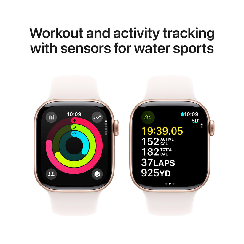 Apple Watch Series 10 GPS, 42mm Rose Gold Aluminium Case, Light Blush Sport Band - M/L - iSTYLE RO