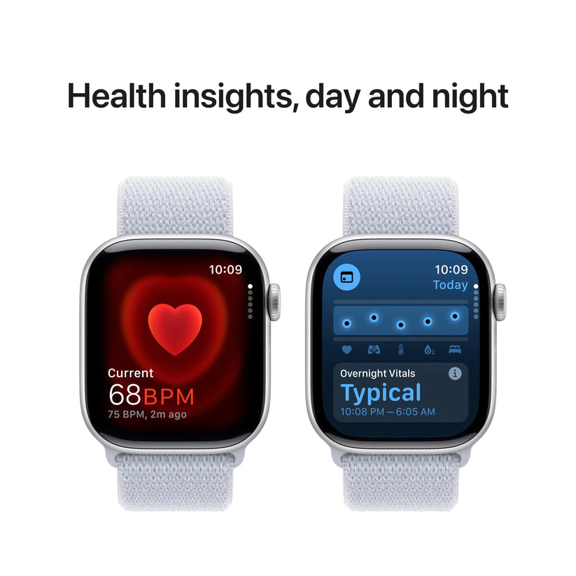 Apple Watch Series 10 GPS, 42mm Silver Aluminium Case, Blue Cloud Sport Loop - iSTYLE RO
