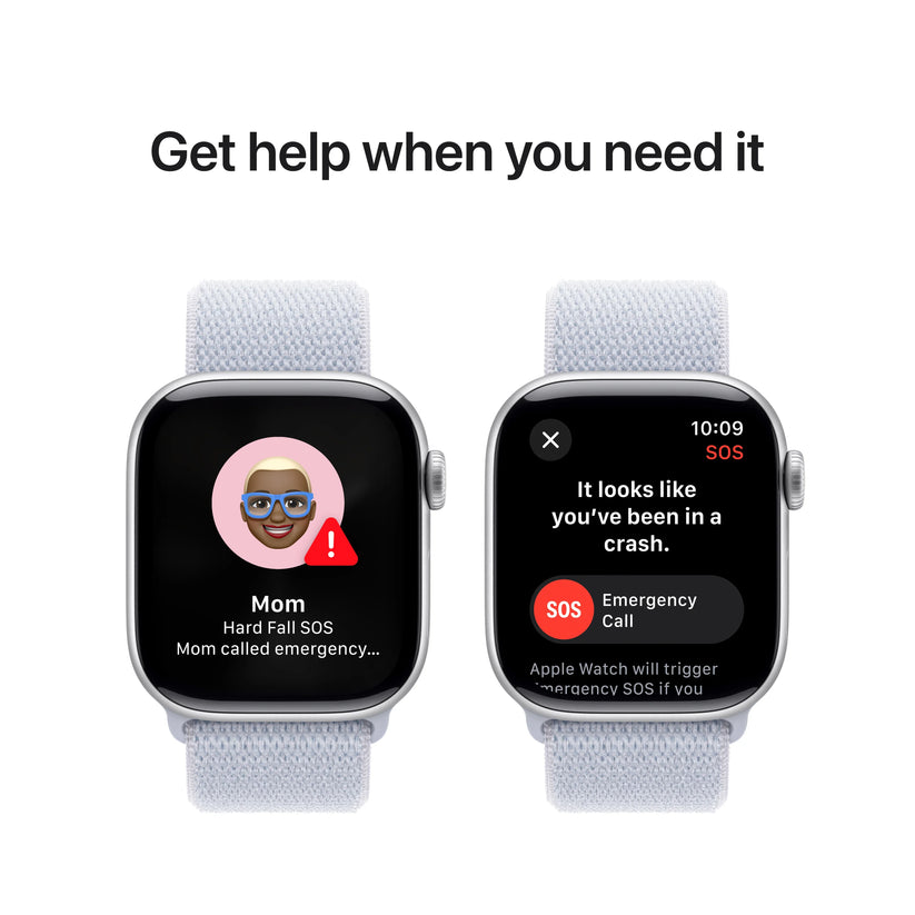 Apple Watch Series 10 GPS, 42mm Silver Aluminium Case, Blue Cloud Sport Loop - iSTYLE RO