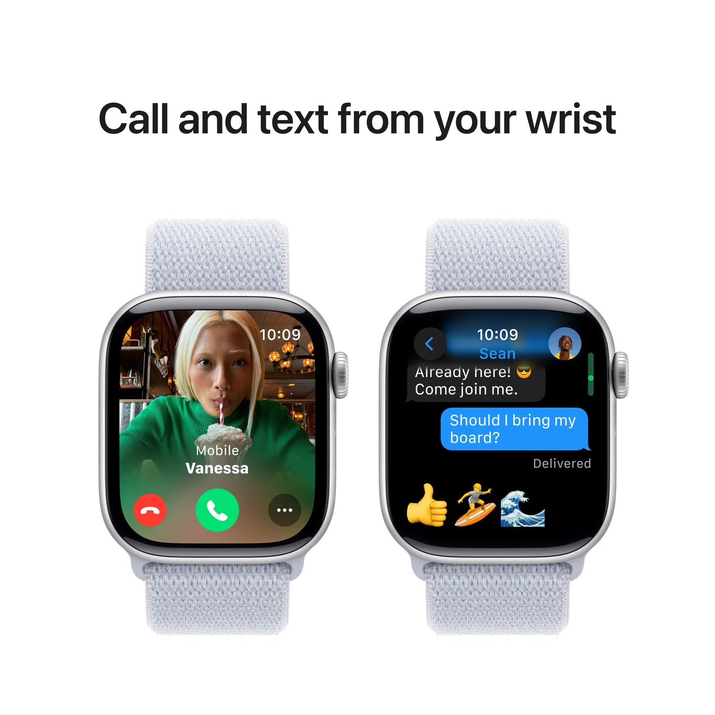 Apple Watch Series 10 GPS, 42mm Silver Aluminium Case, Blue Cloud Sport Loop - iSTYLE RO