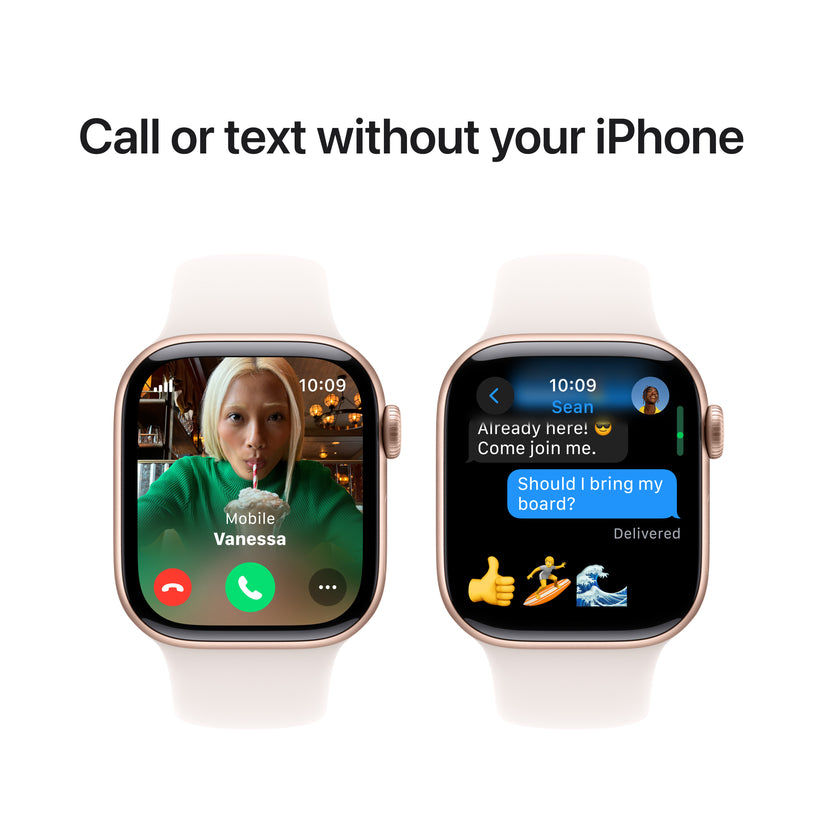 Apple Watch Series 10 GPS + Cellular, 42mm Rose Gold Aluminium Case, Light Blush Sport Band - S/M - iSTYLE RO