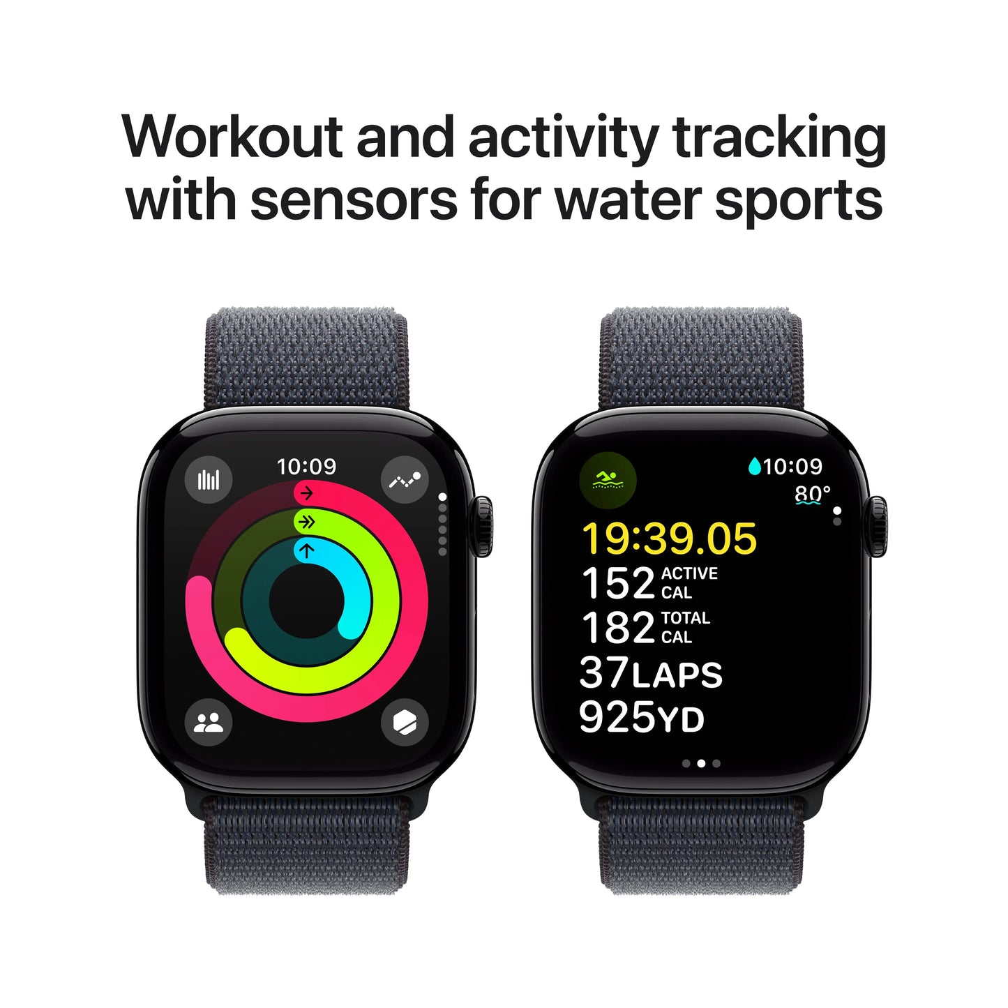 Apple Watch Series 10 GPS, 46mm Jet Black Aluminium Case, Ink Sport Loop - iSTYLE RO