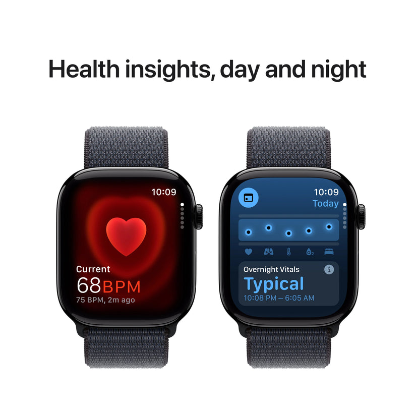 Apple Watch Series 10 GPS, 46mm Jet Black Aluminium Case, Ink Sport Loop - iSTYLE RO