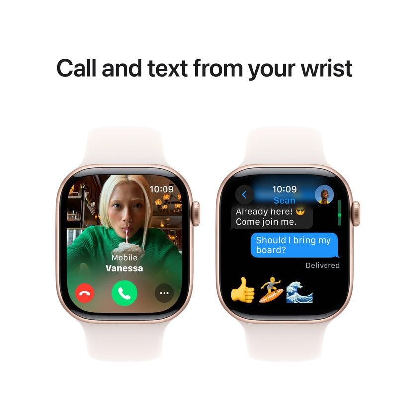 Apple Watch Series 10 GPS, 46mm Rose Gold Aluminium Case, Light Blush Sport Band - S/M - iSTYLE RO