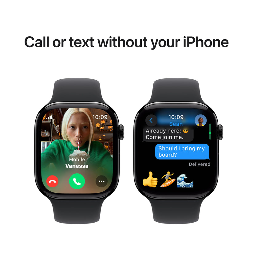 Apple Watch Series 10 GPS + Cellular, 46mm Jet Black Aluminium Case, Black Sport Band - M/L - iSTYLE RO