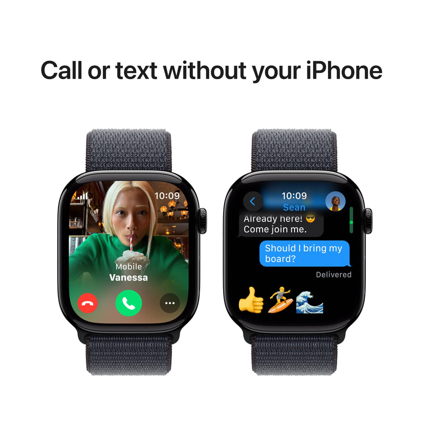 Apple Watch Series 10 GPS + Cellular, 46mm Jet Black Aluminium Case, Ink Sport Loop - iSTYLE RO