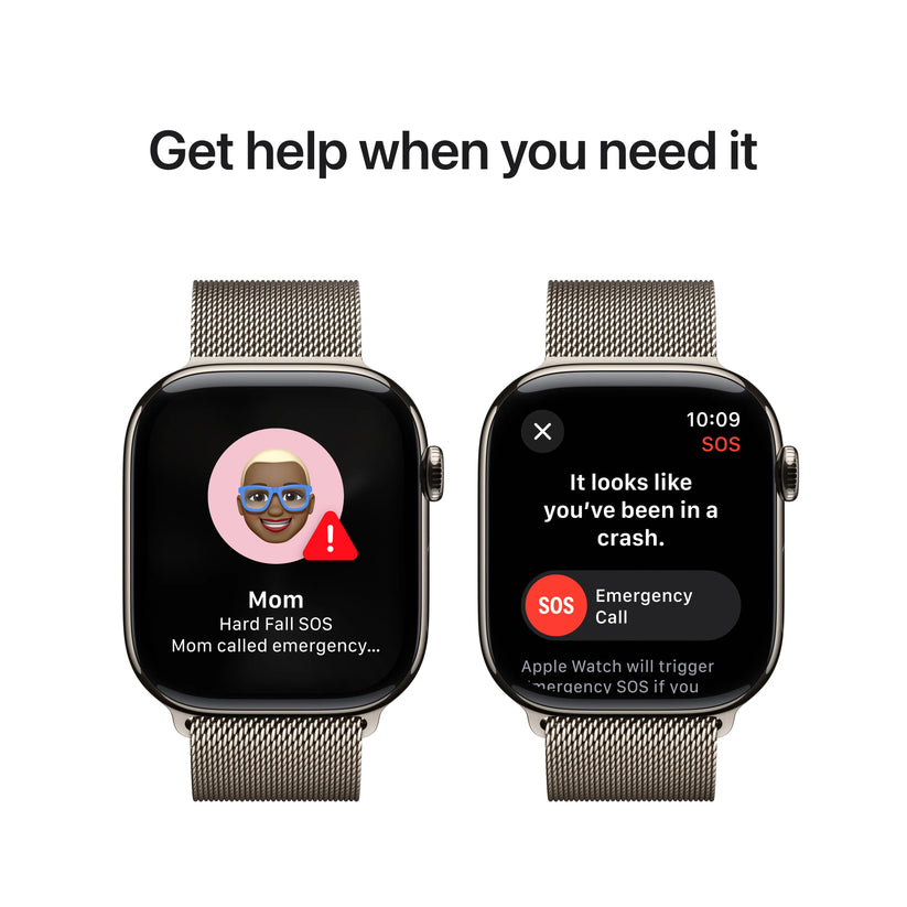 Apple Watch Series 10 GPS + Cellular, 46mm Natural Titanium Case, Natural Milanese Loop - M/L - iSTYLE RO