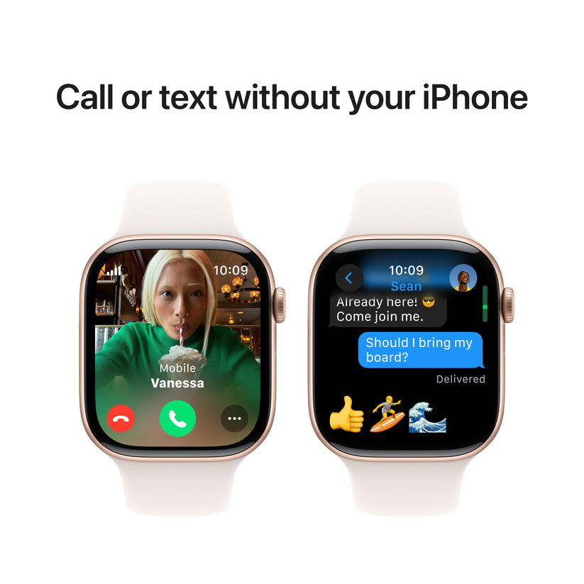 Apple Watch Series 10 GPS + Cellular, 46mm Rose Gold Aluminium Case, Light Blush Sport Band - M/L - iSTYLE RO