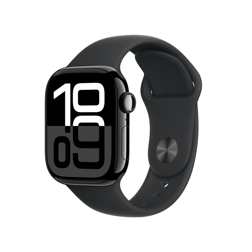 Apple Watch Series 10 GPS, 42mm Jet Black Aluminium Case, Black Sport Band - S/M - iSTYLE RO