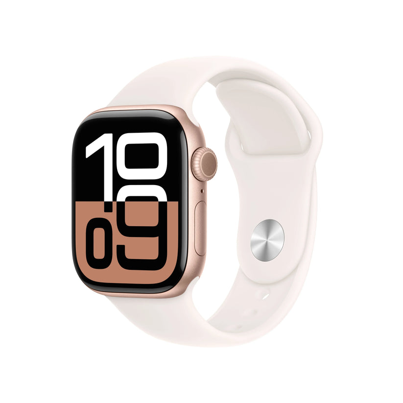 Apple Watch Series 10 GPS, 42mm Rose Gold Aluminium Case, Light Blush Sport Band - M/L - iSTYLE RO