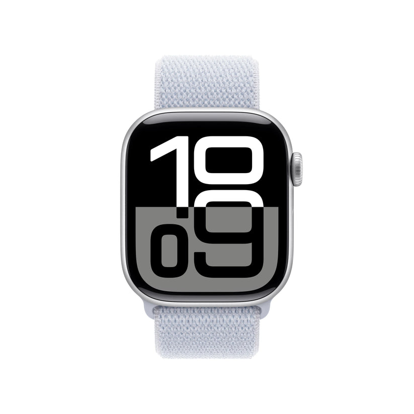 Apple Watch Series 10 GPS, 42mm Silver Aluminium Case, Blue Cloud Sport Loop - iSTYLE RO
