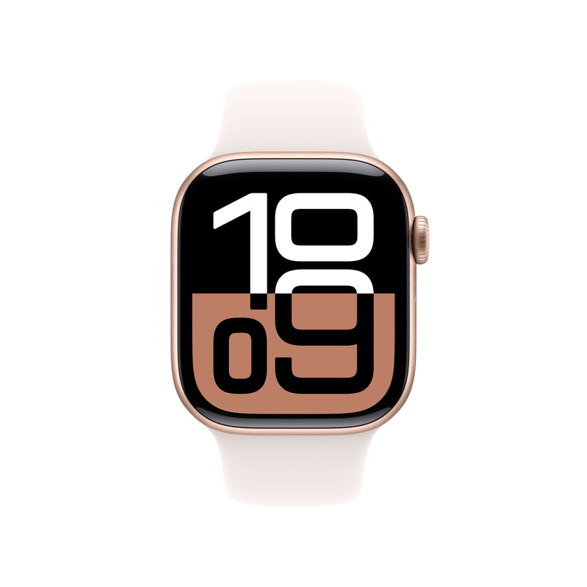 Apple Watch Series 10 GPS + Cellular, 42mm Rose Gold Aluminium Case, Light Blush Sport Band - S/M - iSTYLE RO