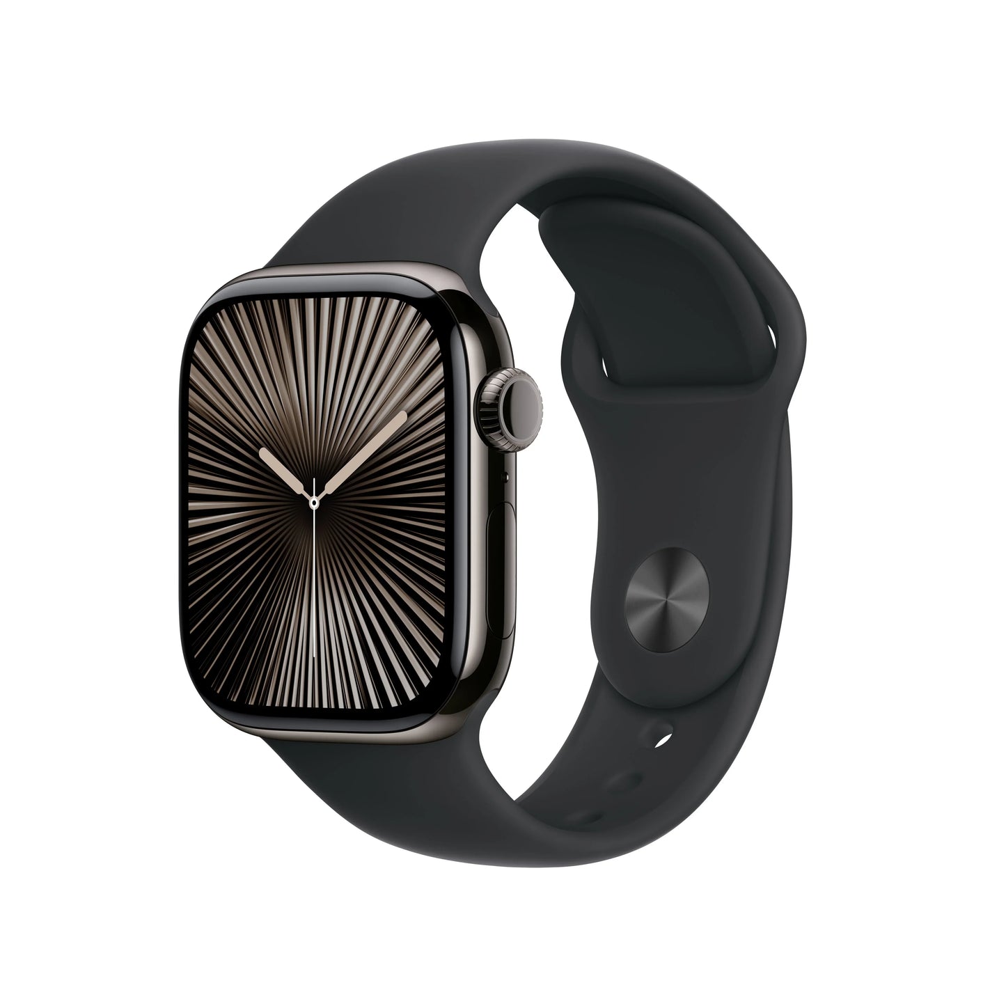 Apple Watch Series 10 GPS + Cellular, 42mm Slate Titanium Case, Black Sport Band - M/L - iSTYLE RO