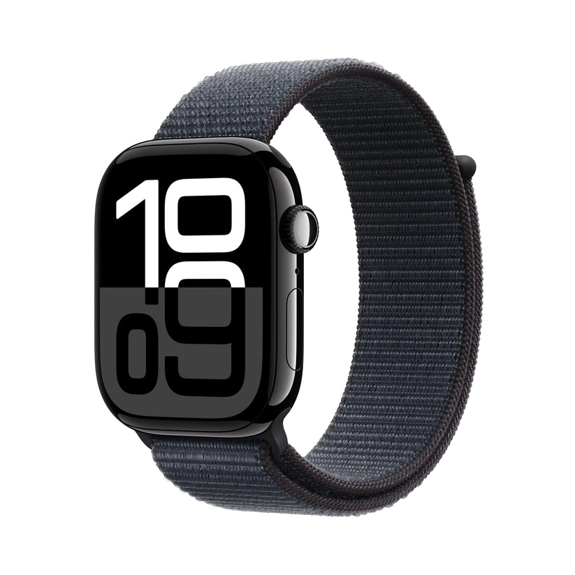 Apple Watch Series 10 GPS, 46mm Jet Black Aluminium Case, Ink Sport Loop - iSTYLE RO