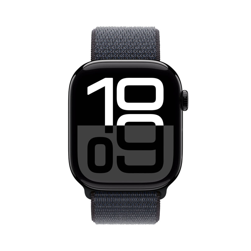 Apple Watch Series 10 GPS, 46mm Jet Black Aluminium Case, Ink Sport Loop - iSTYLE RO