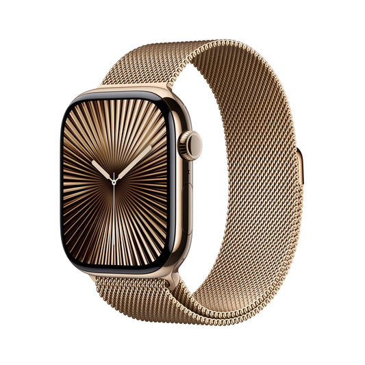Apple Watch Series 10 GPS + Cellular, 46mm Gold Titanium Case, Gold Milanese Loop - M/L - iSTYLE RO