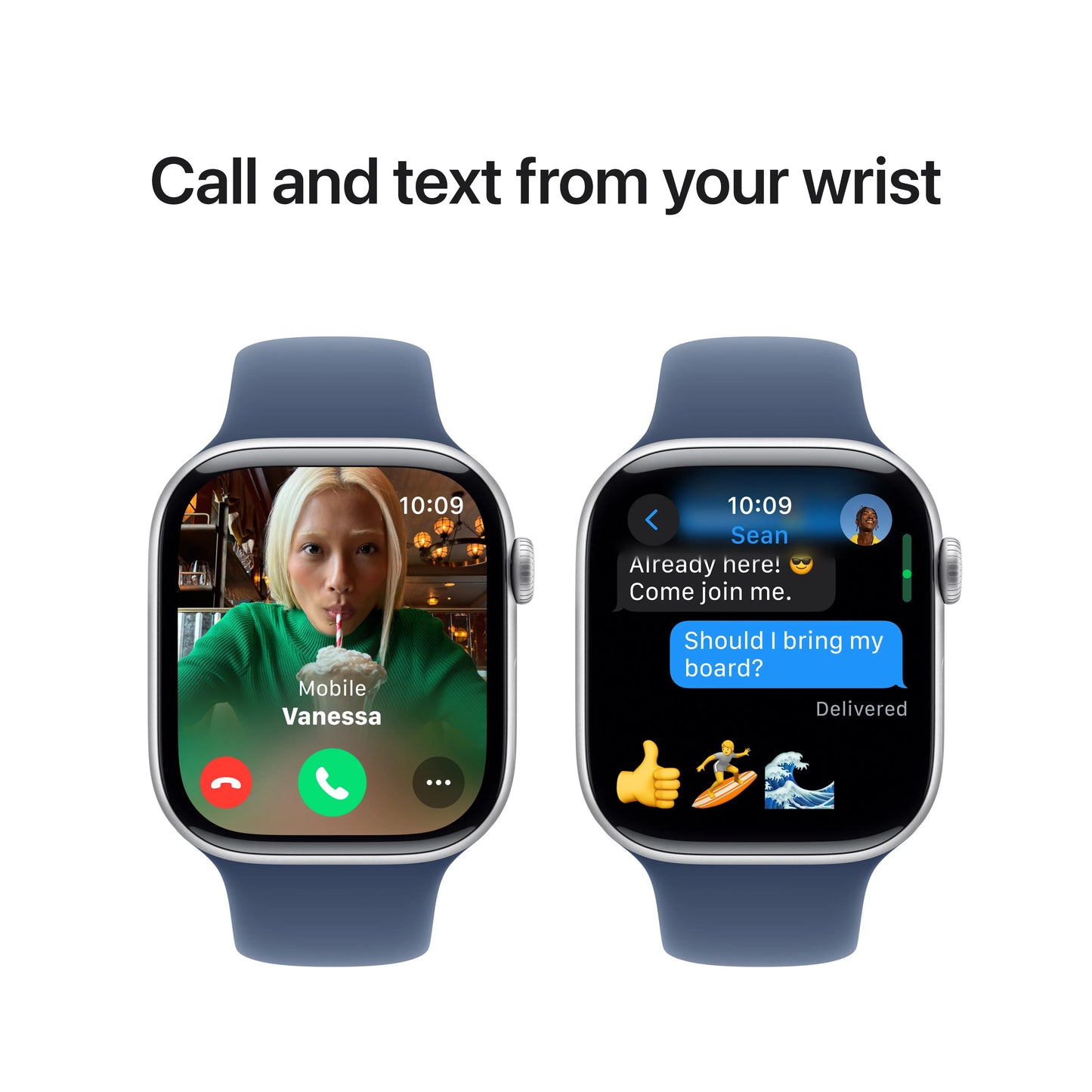 Apple Watch Series 10 GPS, 46mm Silver Aluminium Case, Denim Sport Band - M/L - iSTYLE RO