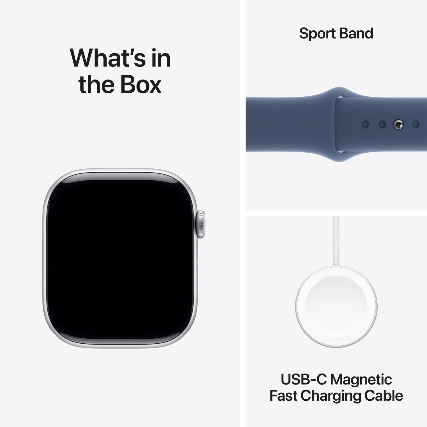 Apple Watch Series 10 GPS, 46mm Silver Aluminium Case, Denim Sport Band - S/M - iSTYLE RO