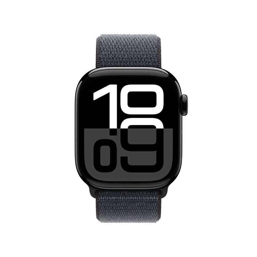 Apple Watch Series 10 GPS, 42mm Jet Black Aluminium Case, Ink Sport Loop - iSTYLE RO