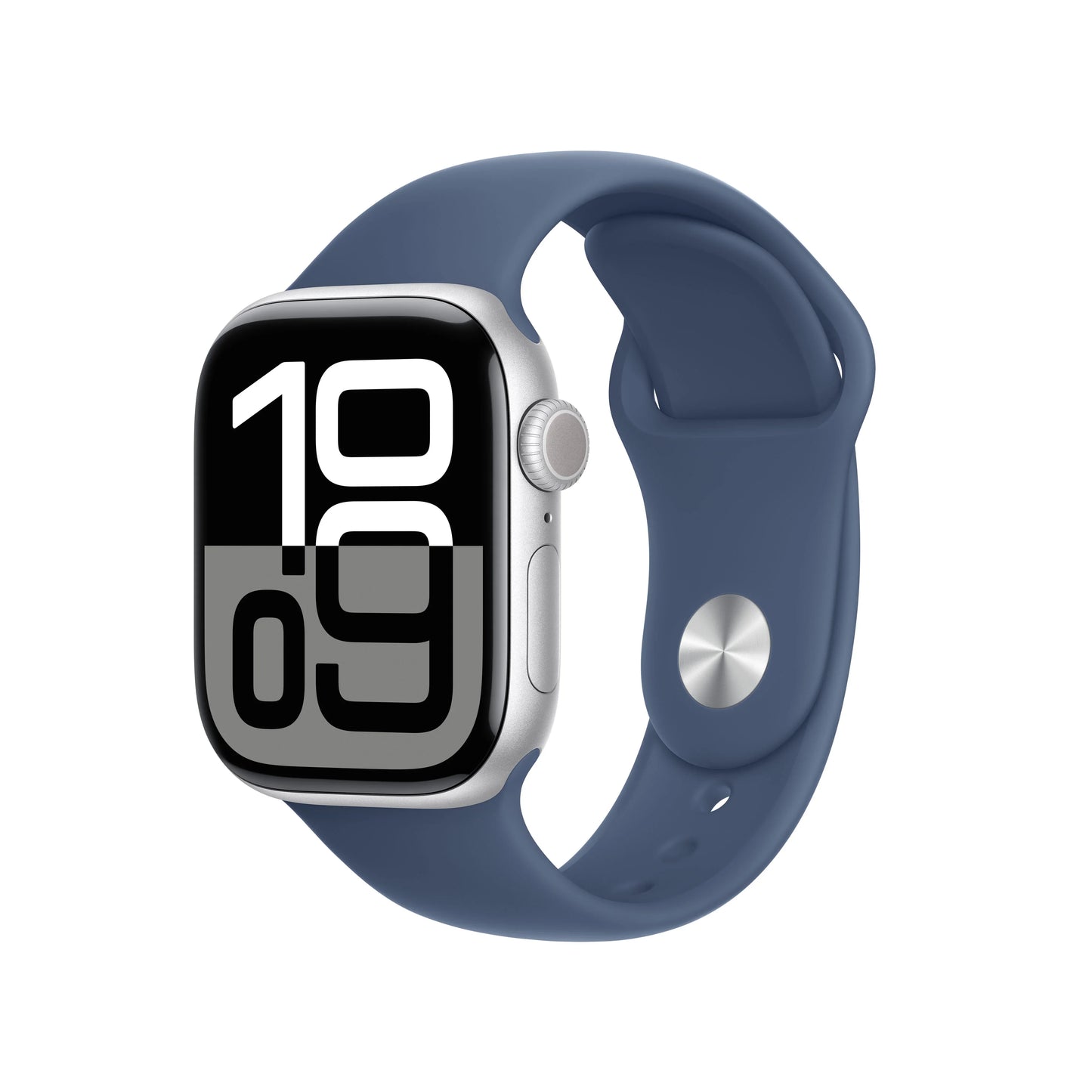 Apple Watch Series 10 GPS, 42mm Silver Aluminium Case, Denim Sport Band - M/L - iSTYLE RO