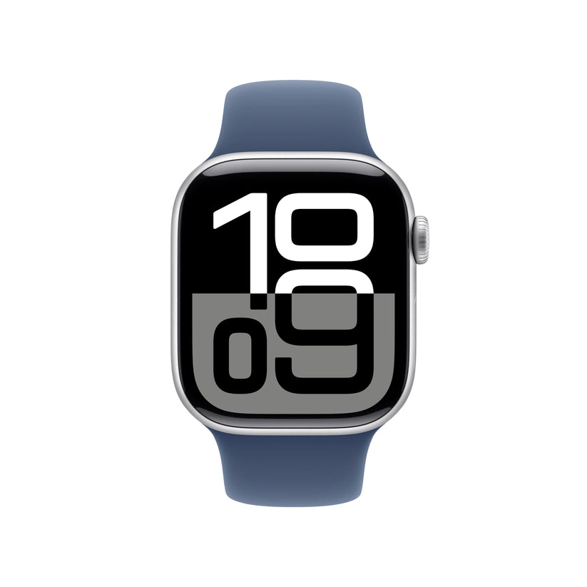 Apple Watch Series 10 GPS, 42mm Silver Aluminium Case, Denim Sport Band - M/L - iSTYLE RO