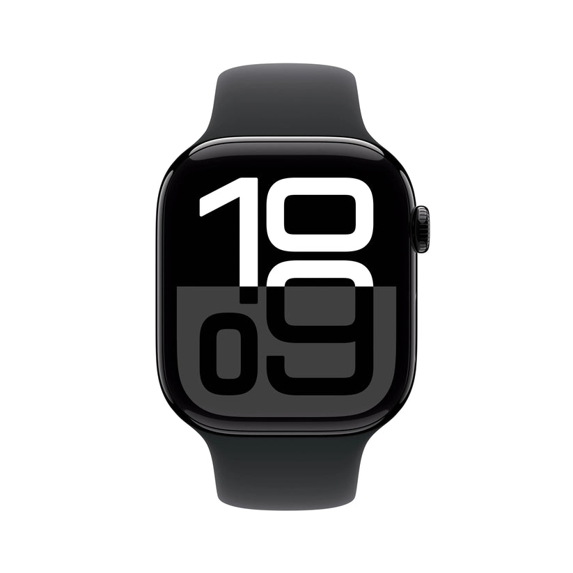 Apple Watch Series 10 GPS, 46mm Jet Black Aluminium Case, Black Sport Band - S/M - iSTYLE RO