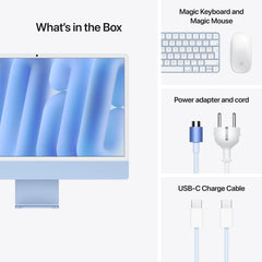 iMac 24" cu procesor Apple M4, 24", Retina 4.5K, 8 nuclee CPU si 8 nuclee GPU, 16GB, 256GB SSD, Albastru - iSTYLE RO