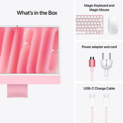 iMac 24" cu procesor Apple M4, 24", Retina 4.5K, 8 nuclee CPU si 8 nuclee GPU, 16GB, 256GB SSD, Roz - iSTYLE RO