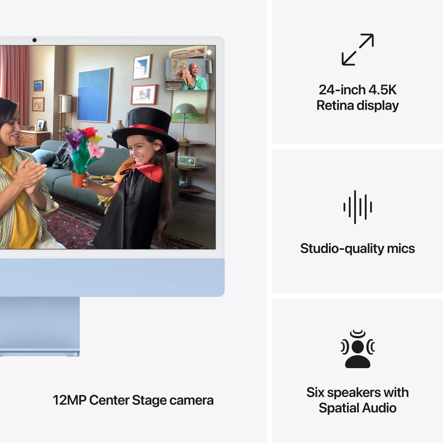 iMac 24" cu procesor Apple M4, 24", Retina 4.5K, 10 nuclee CPU si 10 nuclee GPU, 16GB, 512GB SSD, Albastru - iSTYLE RO