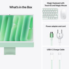 iMac 24" cu procesor Apple M4, 24", Retina 4.5K, 10 nuclee CPU si 10 nuclee GPU, 16GB, 256GB SSD, Verde - iSTYLE RO