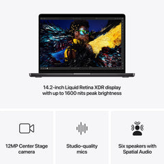 MacBook Pro 14", procesor Apple M4 Pro, 14 nuclee CPU si 20 nuclee GPU, 24GB, 1TB SSD, Space Black - iSTYLE RO