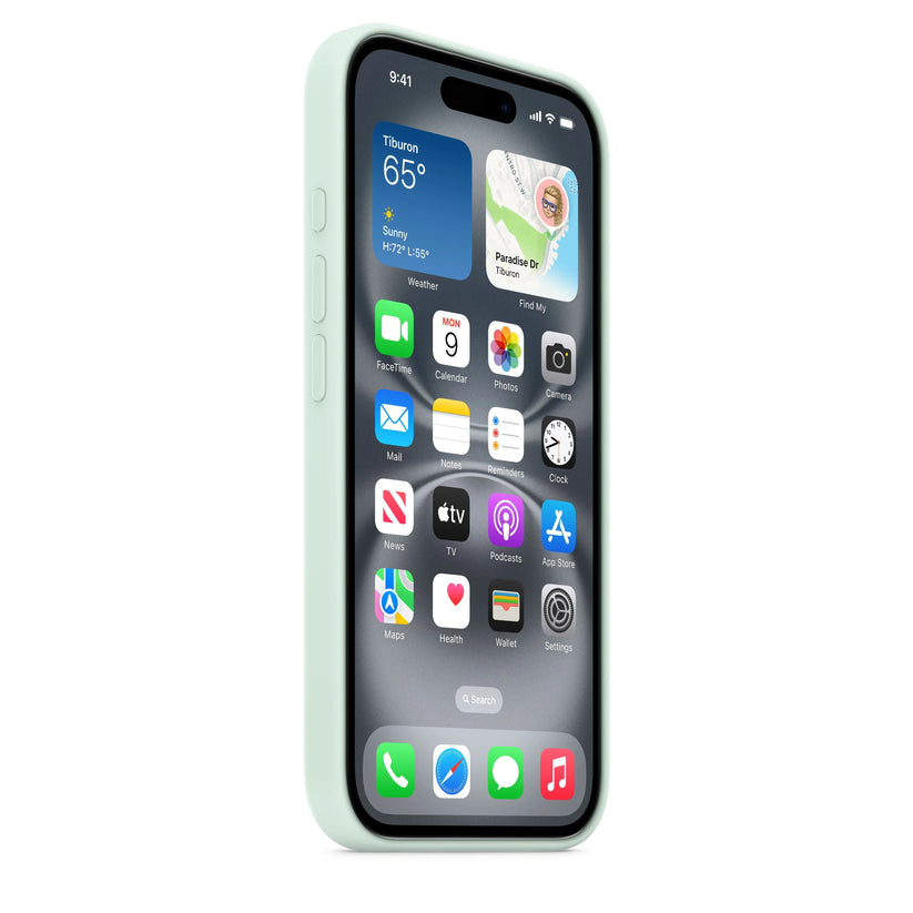 Husa de protectie Apple cu MagSafe pentru iPhone 16, Silicon, Aquamarine (SEASONAL) - iSTYLE RO