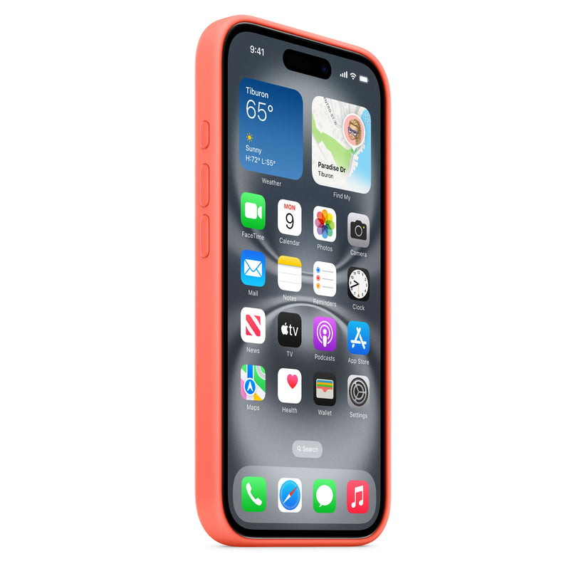 Husa de protectie Apple cu MagSafe pentru iPhone 16, Silicon, Tangerine (SEASONAL) - iSTYLE RO