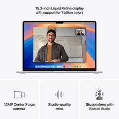 MacBook Air 15", procesor Apple M4, 10 nuclee CPU si 10 nuclee GPU, 16GB, 512GB, Silver, INT KB - iSTYLE RO